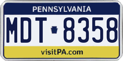 PA license plate MDT8358