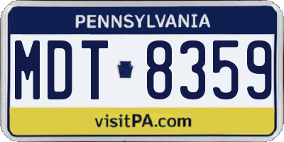 PA license plate MDT8359