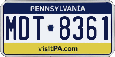 PA license plate MDT8361