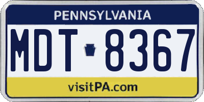 PA license plate MDT8367
