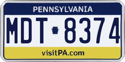 PA license plate MDT8374