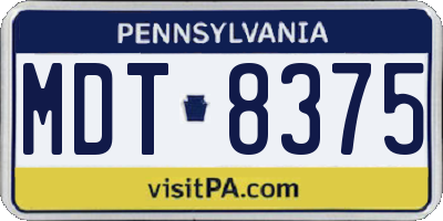 PA license plate MDT8375