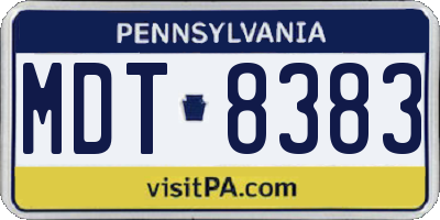 PA license plate MDT8383