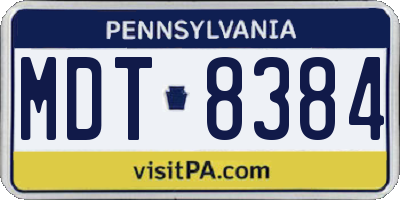 PA license plate MDT8384