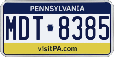 PA license plate MDT8385