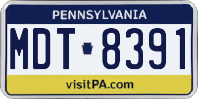 PA license plate MDT8391