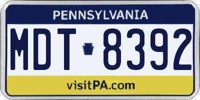 PA license plate MDT8392