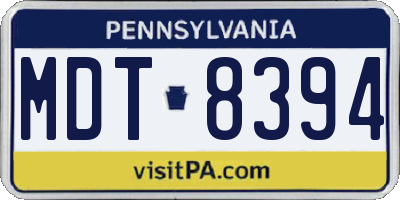 PA license plate MDT8394