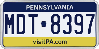 PA license plate MDT8397