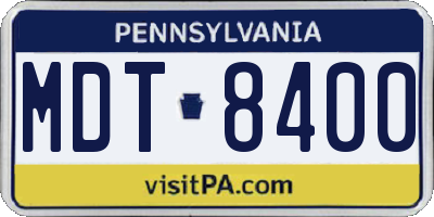 PA license plate MDT8400