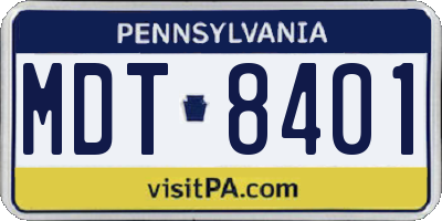 PA license plate MDT8401