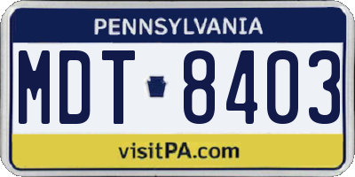 PA license plate MDT8403