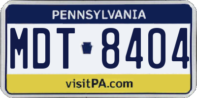PA license plate MDT8404