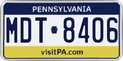 PA license plate MDT8406