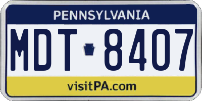 PA license plate MDT8407