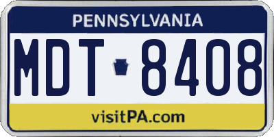 PA license plate MDT8408