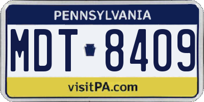 PA license plate MDT8409