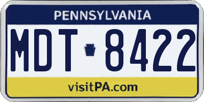 PA license plate MDT8422