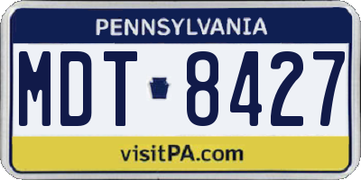 PA license plate MDT8427