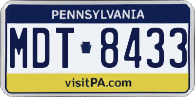 PA license plate MDT8433