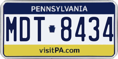 PA license plate MDT8434