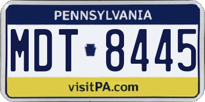 PA license plate MDT8445