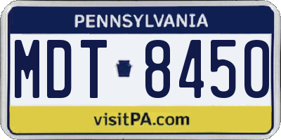 PA license plate MDT8450
