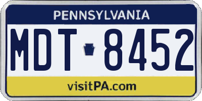 PA license plate MDT8452