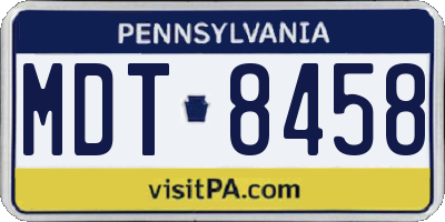 PA license plate MDT8458