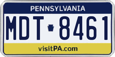 PA license plate MDT8461