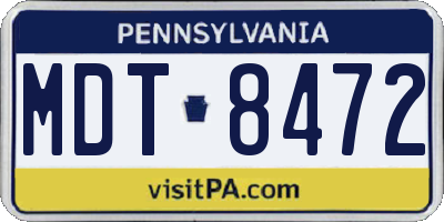 PA license plate MDT8472