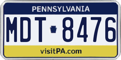 PA license plate MDT8476