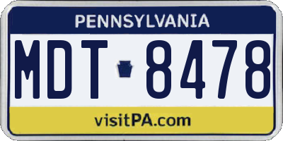 PA license plate MDT8478