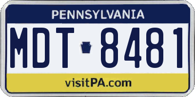 PA license plate MDT8481