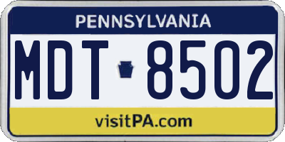 PA license plate MDT8502