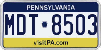 PA license plate MDT8503