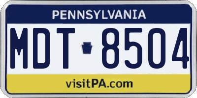 PA license plate MDT8504