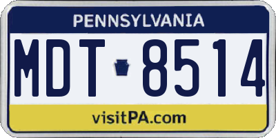 PA license plate MDT8514
