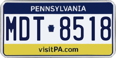 PA license plate MDT8518