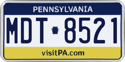 PA license plate MDT8521