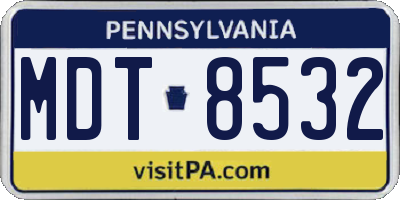 PA license plate MDT8532