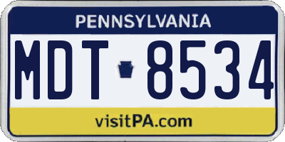 PA license plate MDT8534