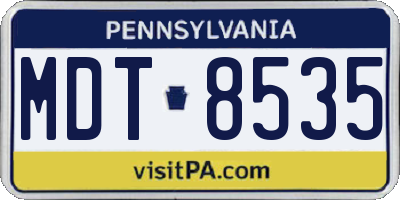 PA license plate MDT8535