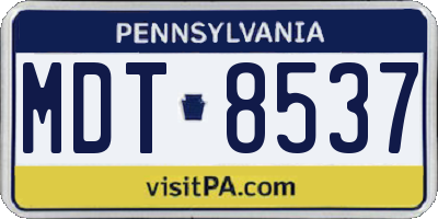 PA license plate MDT8537