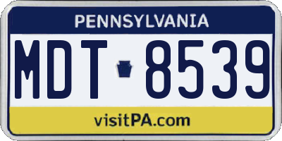 PA license plate MDT8539