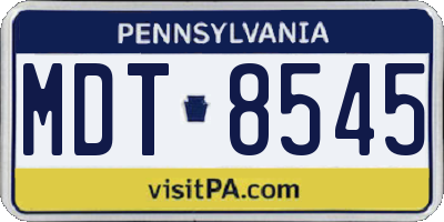 PA license plate MDT8545