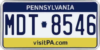 PA license plate MDT8546