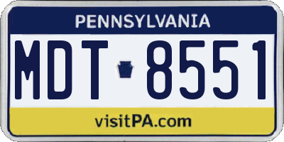 PA license plate MDT8551