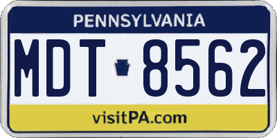 PA license plate MDT8562