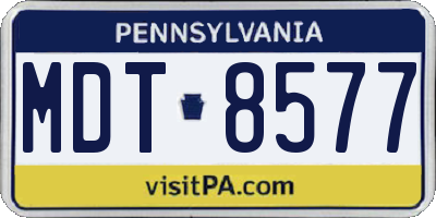 PA license plate MDT8577